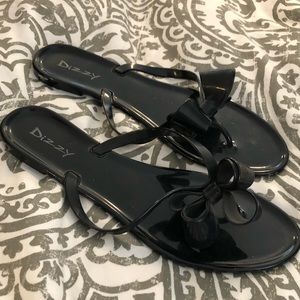 Black bow flip flops size 14 women’s